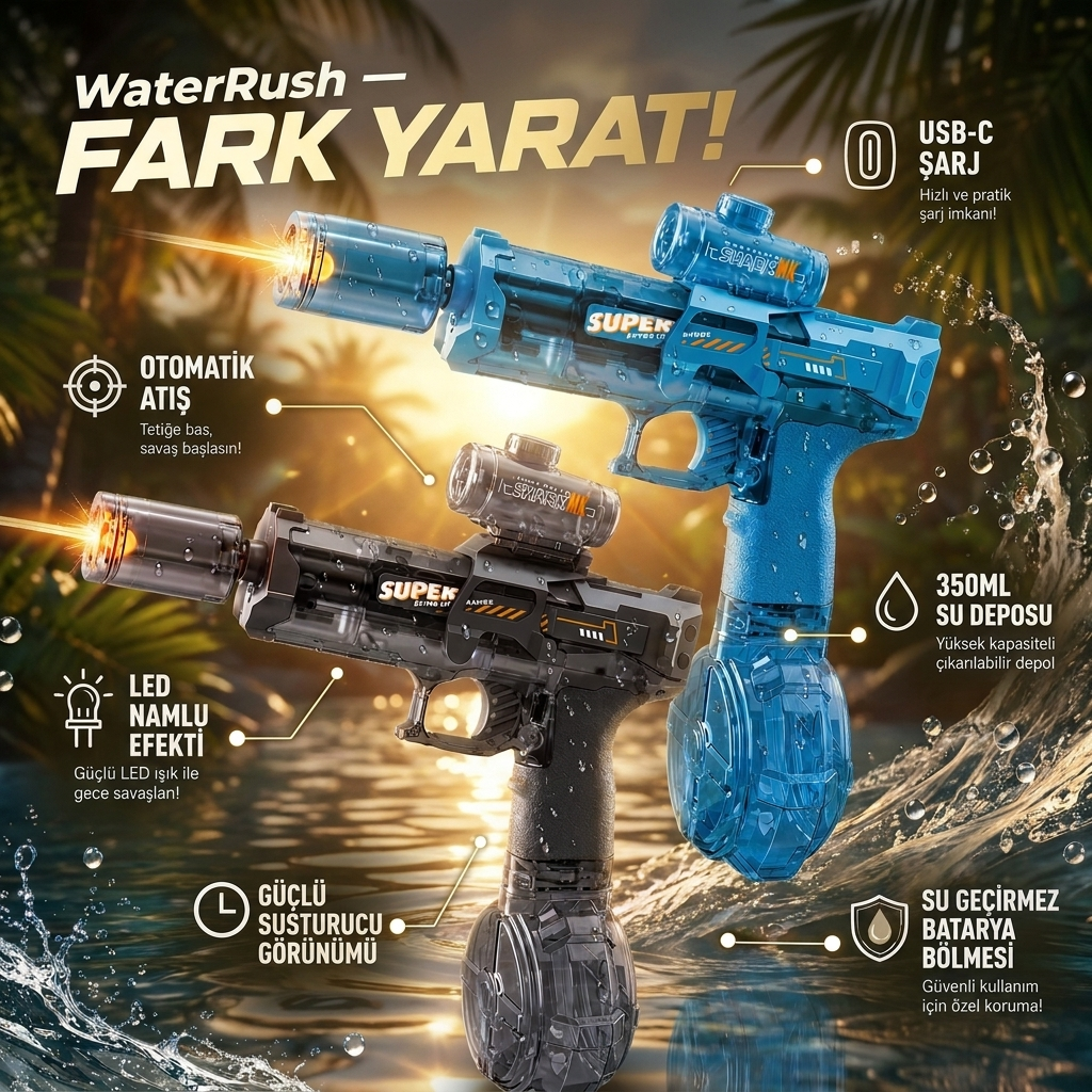 WaterRush / Elektrikli Ateş Efektli Su Tabancası